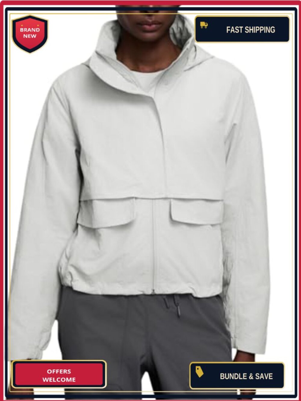 Women's Lightweight Water Repellent Windbreaker Jacket Hooded Raincoat with